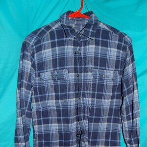 Blue Plaid Flannel Shirt - long sleeve (mens small)